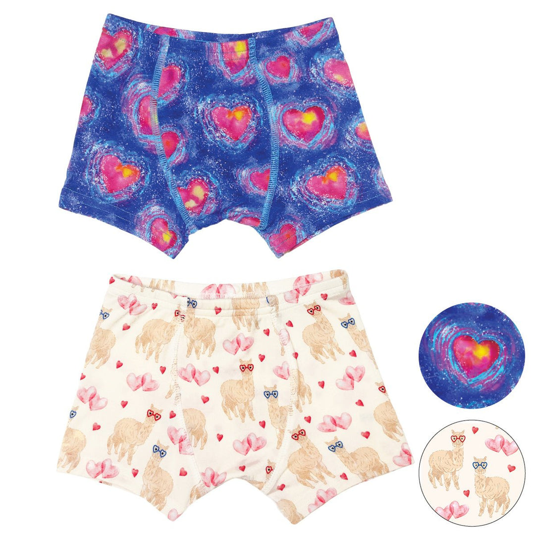 Boy Boxers with hearts and alpaca print