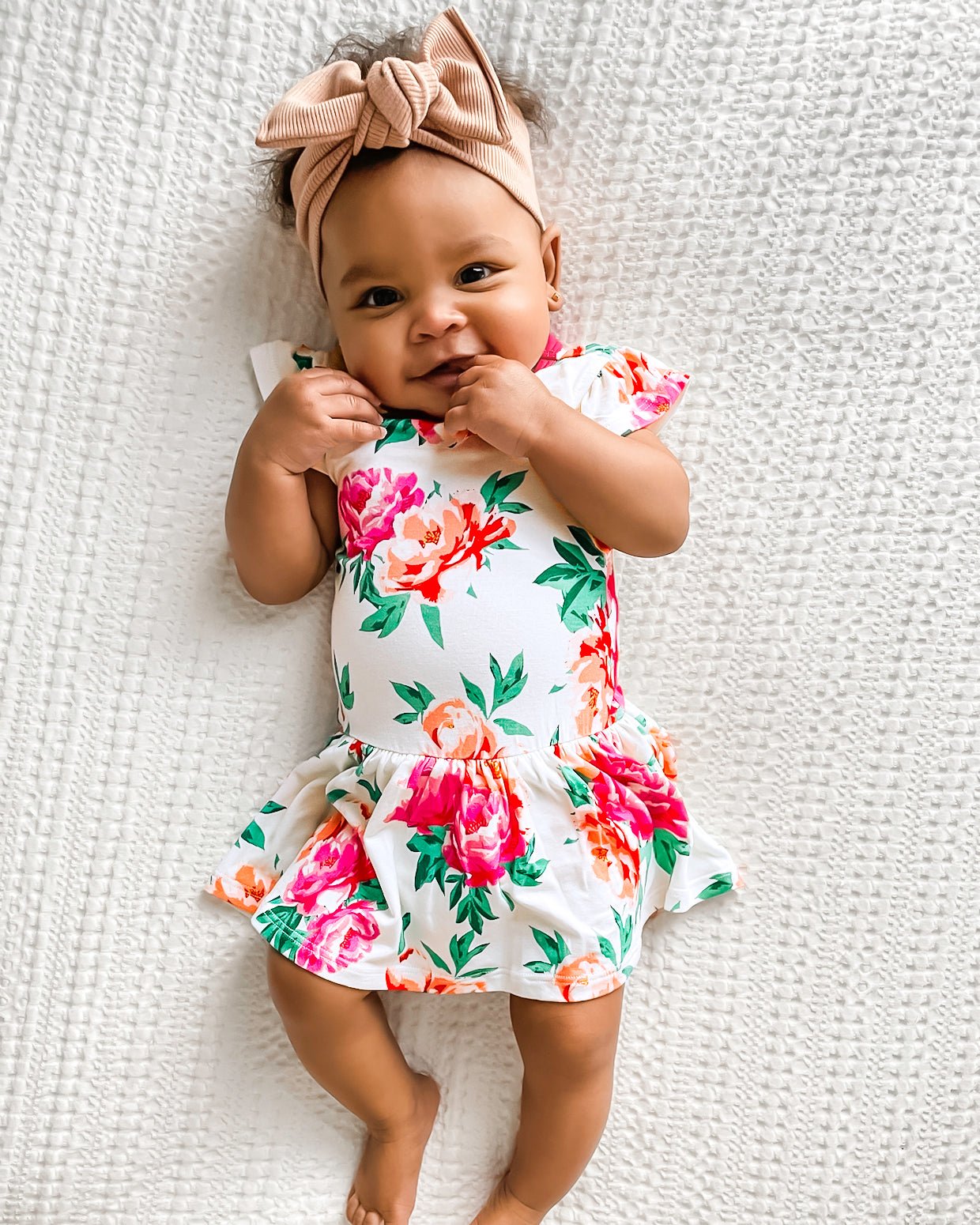 Twirling Bodysuit Dress - Cloud Peonies – Free Birdees