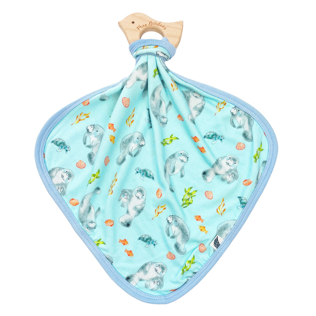 Get Your Float on Manatees Lovey with Wooden Teether