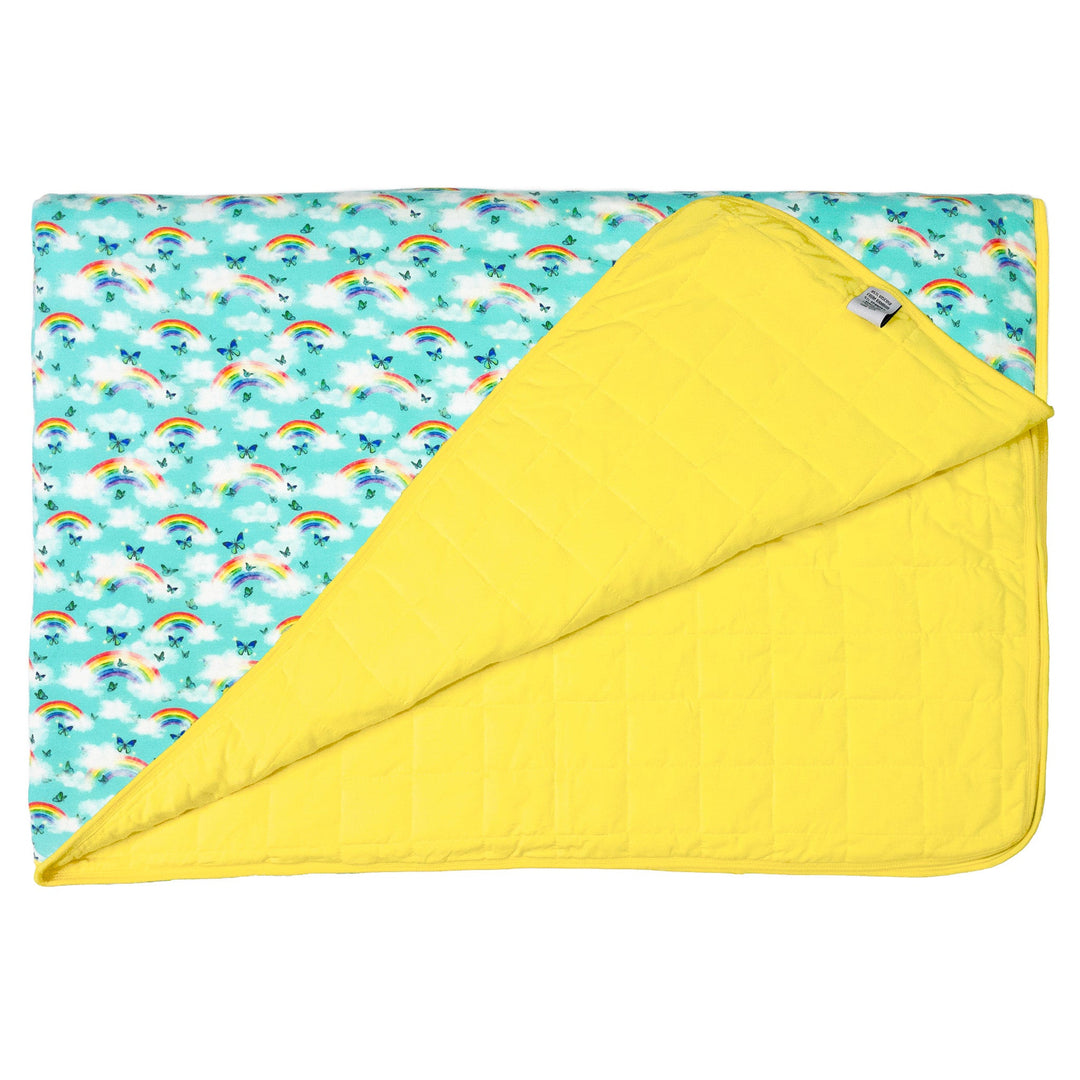 Over the Rainbow & Butterflies Quilted Toddler Blanket