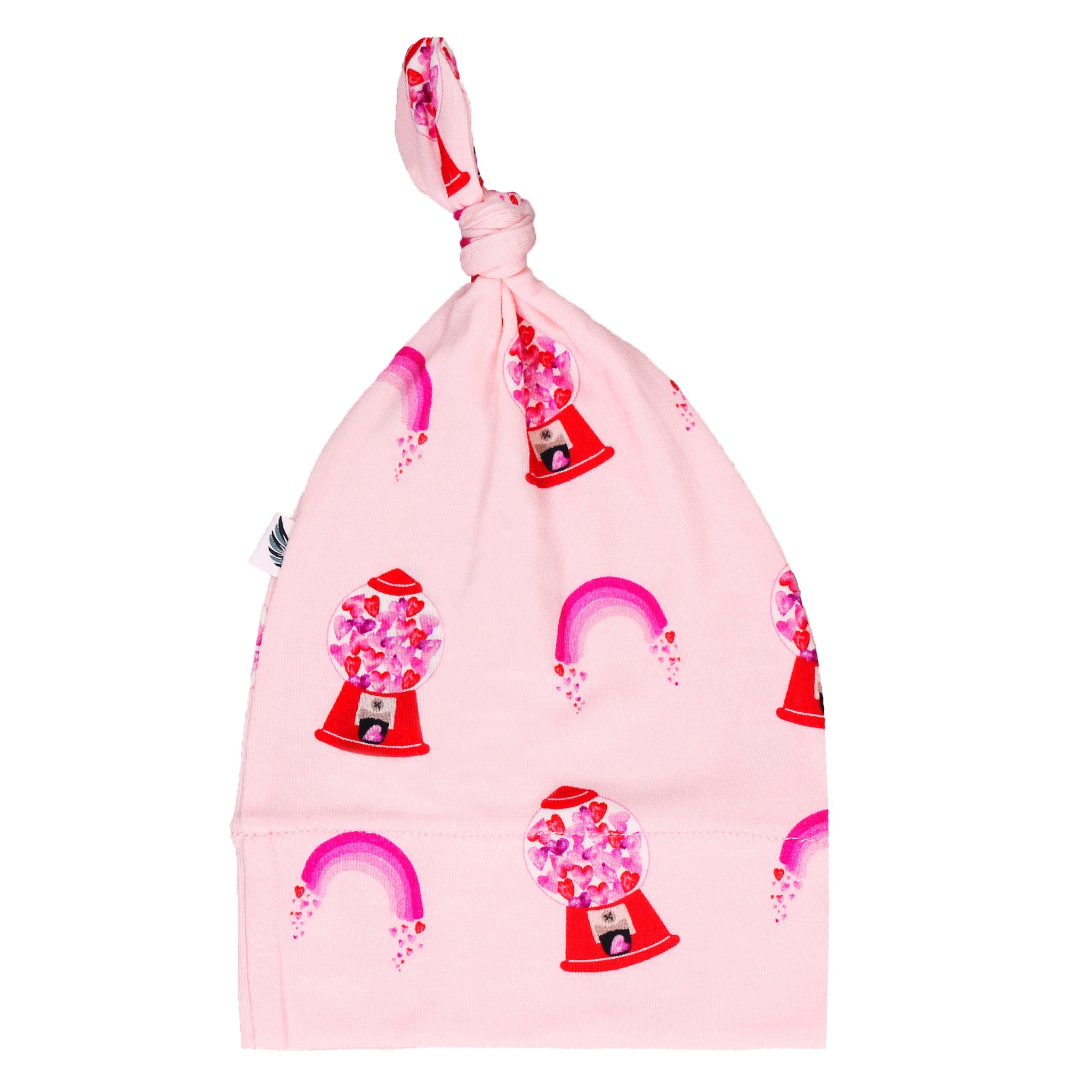 Painted Heart Gumballs Knotted Hat (0-3M)