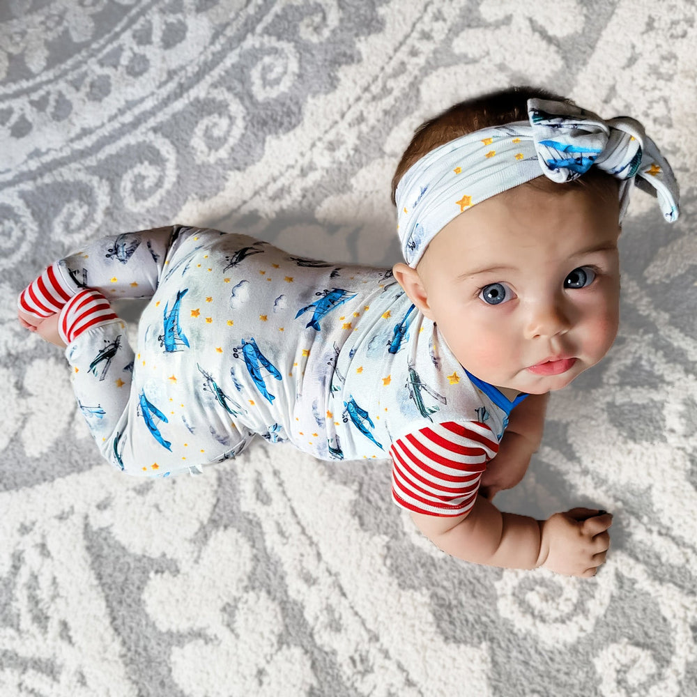Planes Flying on Cloud 9 Romper with Side Zipper (0-24m)