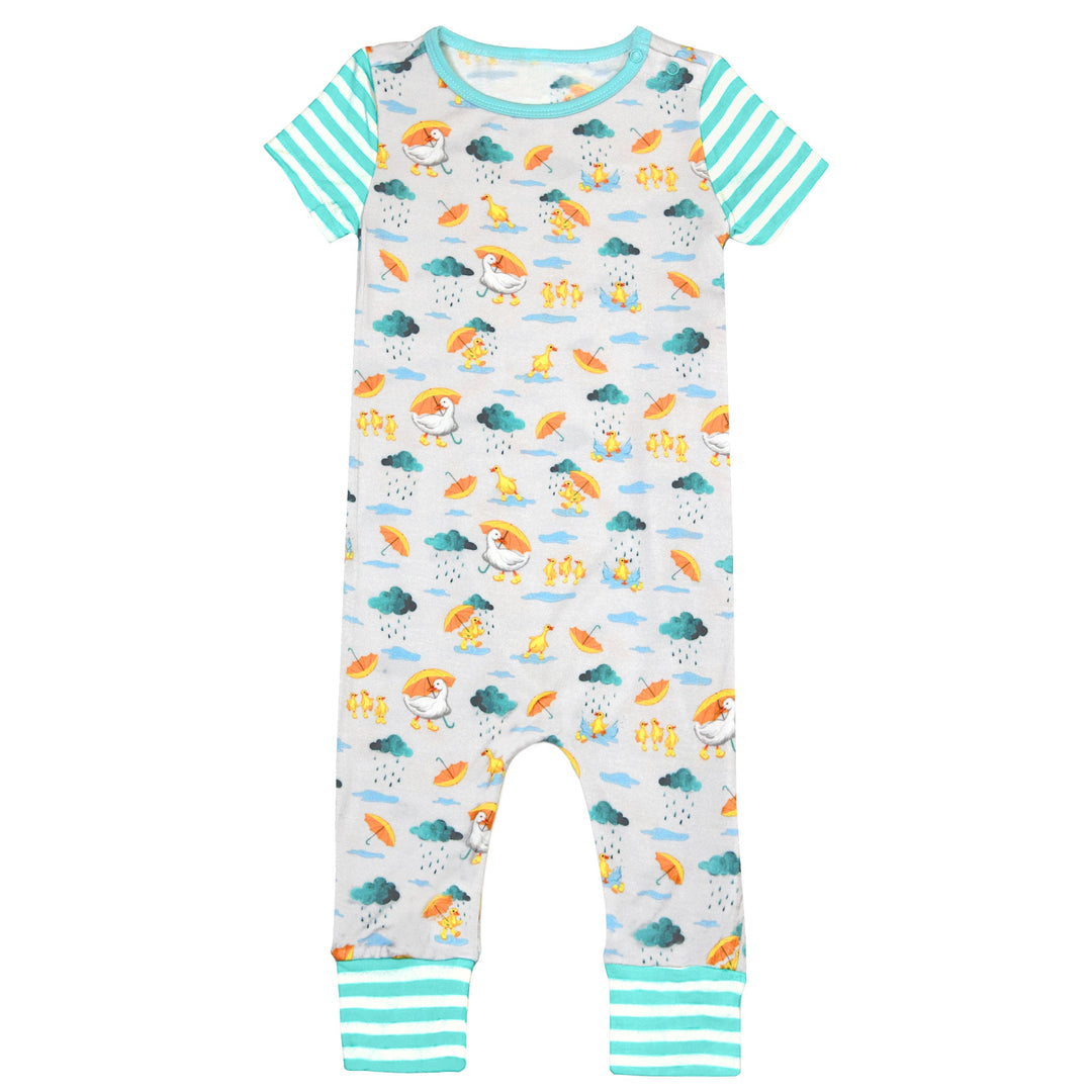 Playing in the Rain Duckies Romper with Side Zipper (0-24m) - Free Birdees