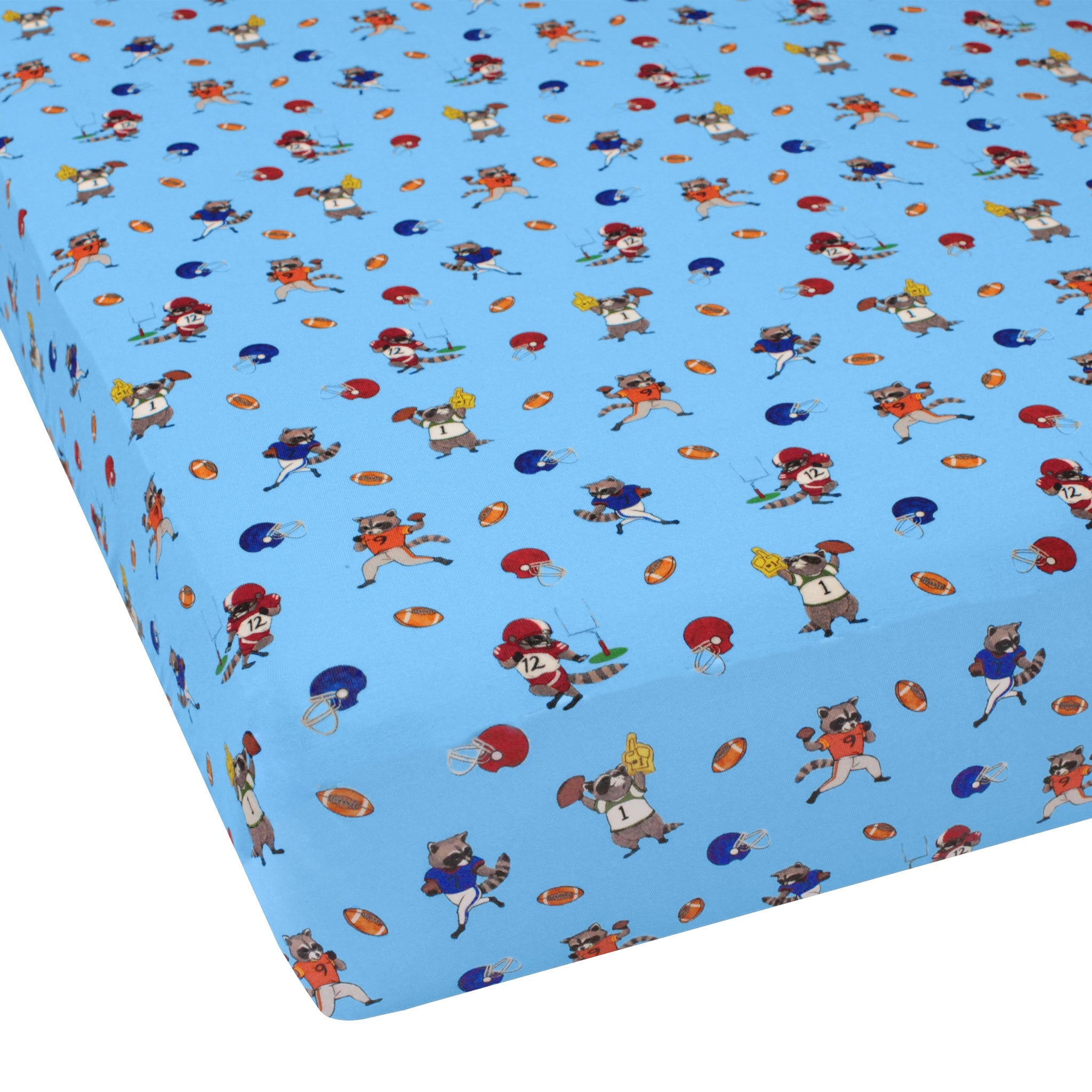 Rookie Raccoon Football Twin Fitted Sheet