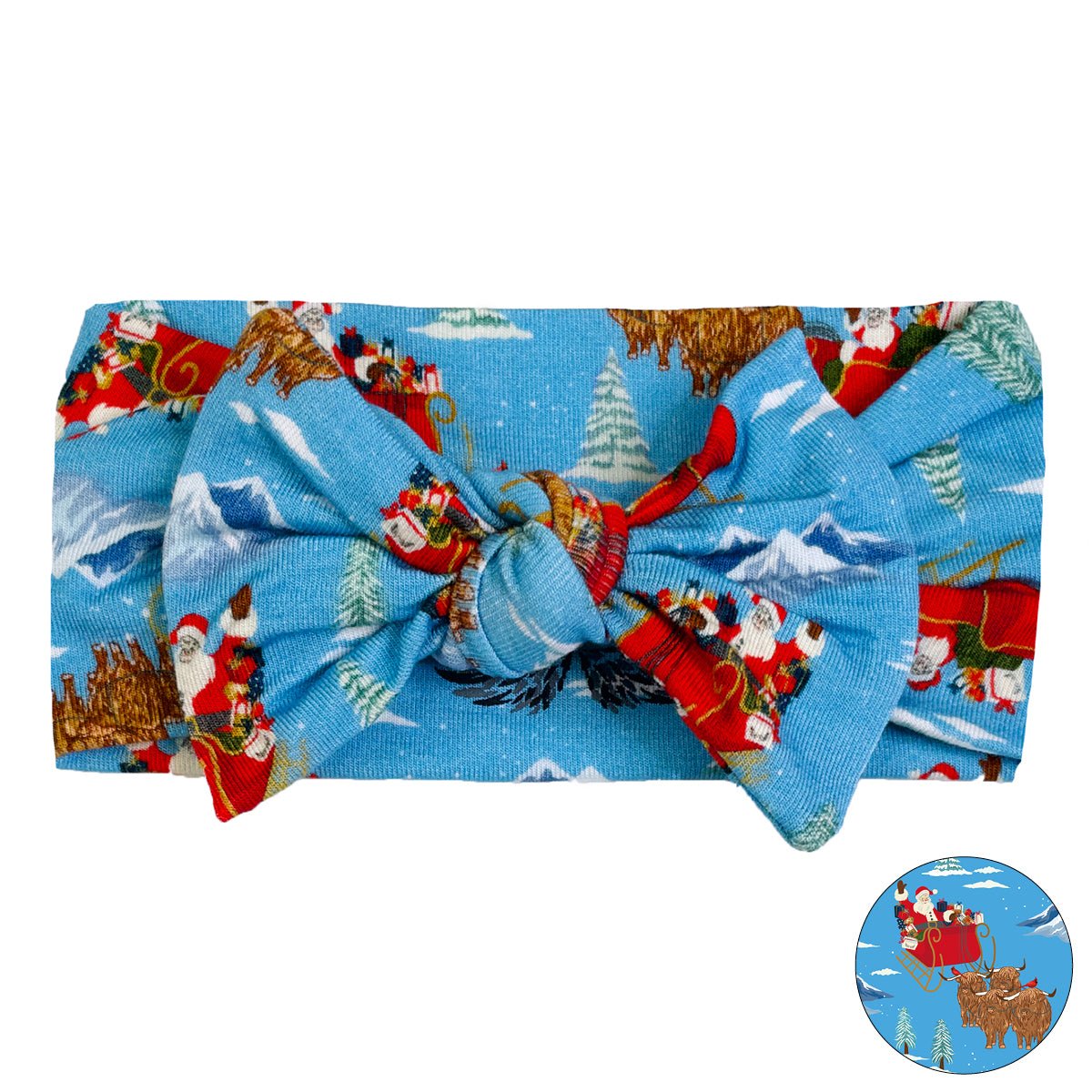 Santa & Highland Cattle Sleighs Hair Bow