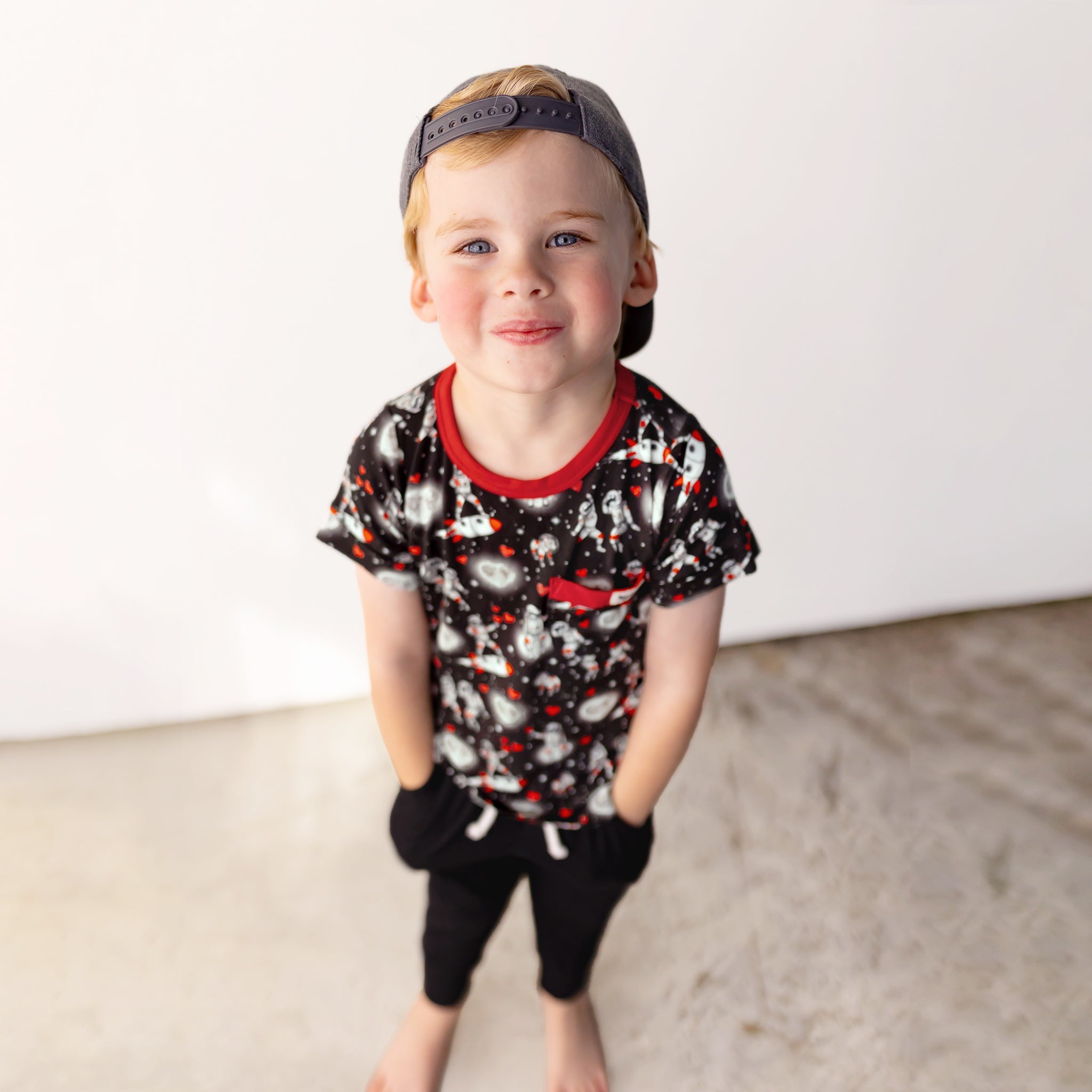 Space Hearts Short Sleeve Pocket Tee (18M-8Y)