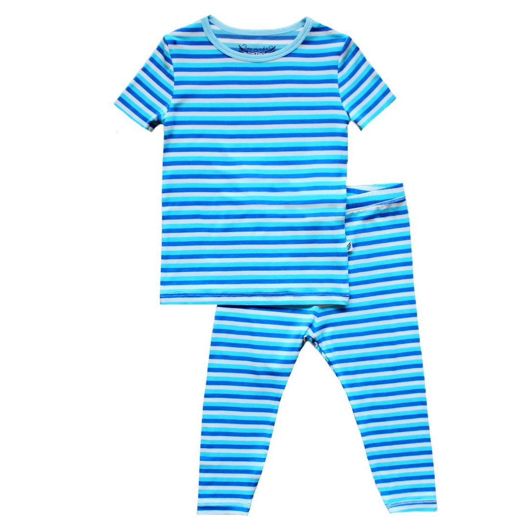 Stars & Moon Stripe Short Sleeve Pajama Set (2T-10Y)