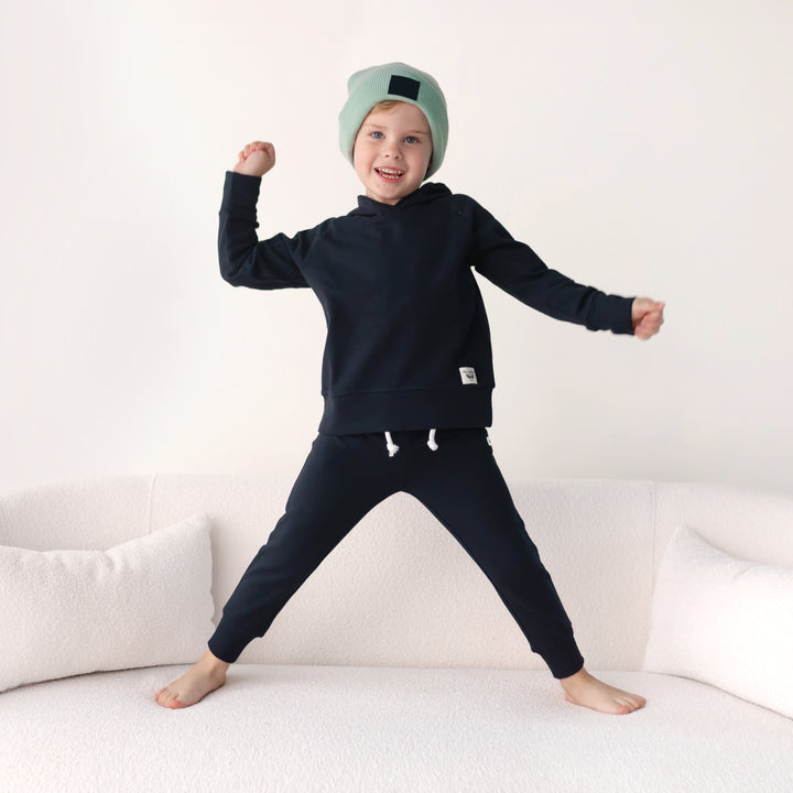 Midnight Black French Terry Kids Jogger Pants (18M-8Y)