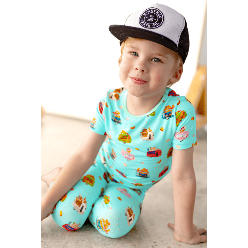 Airstream Food Trucks Short Sleeve Pajama Set (2T-12Y) - Free Birdees