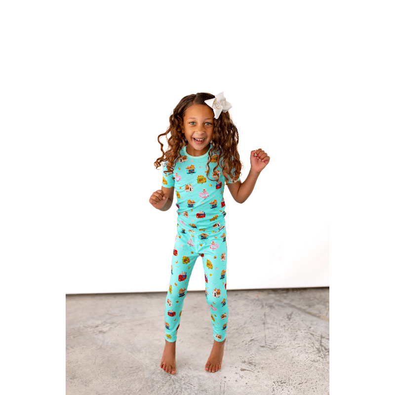 Airstream Food Trucks Short Sleeve Pajama Set (2T-12Y) - Free Birdees