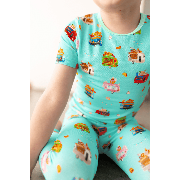 Airstream Food Trucks Short Sleeve Pajama Set (2T-12Y) - Free Birdees