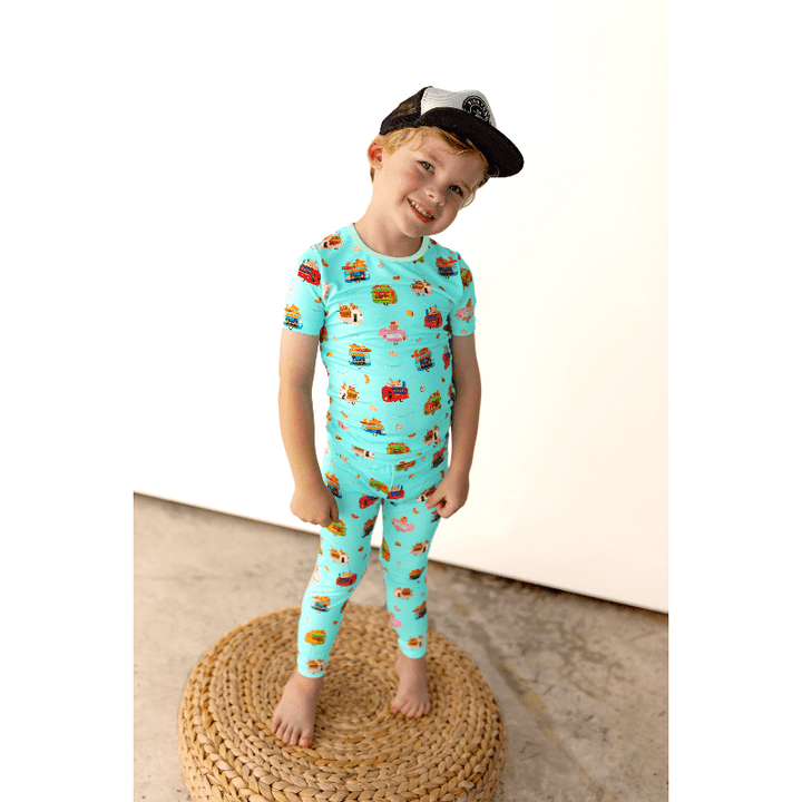 Airstream Food Trucks Short Sleeve Pajama Set (2T-12Y) - Free Birdees