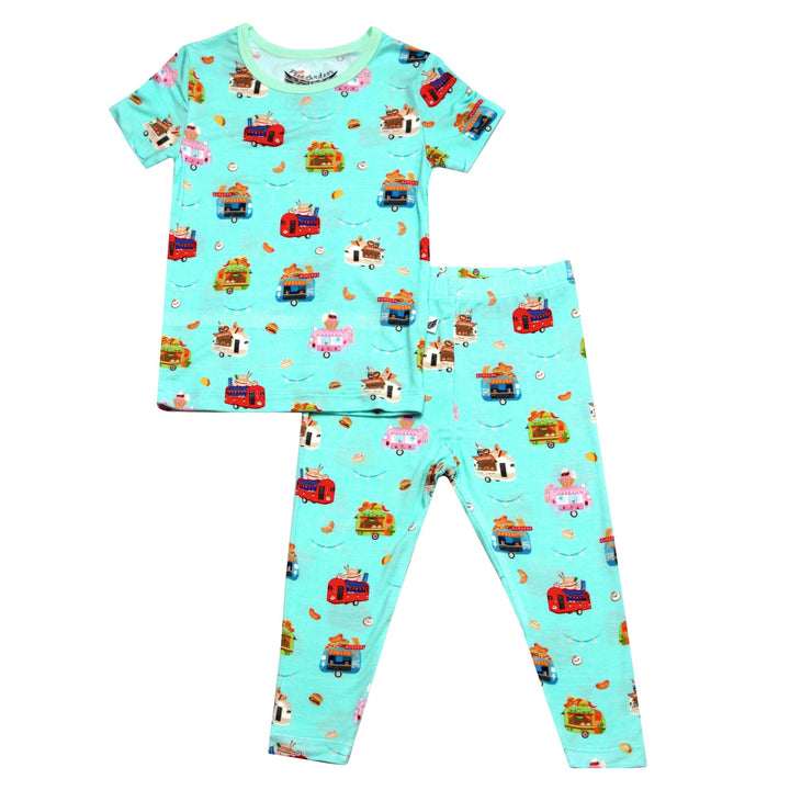 Airstream Food Trucks Short Sleeve Pajama Set (2T-12Y) - Free Birdees