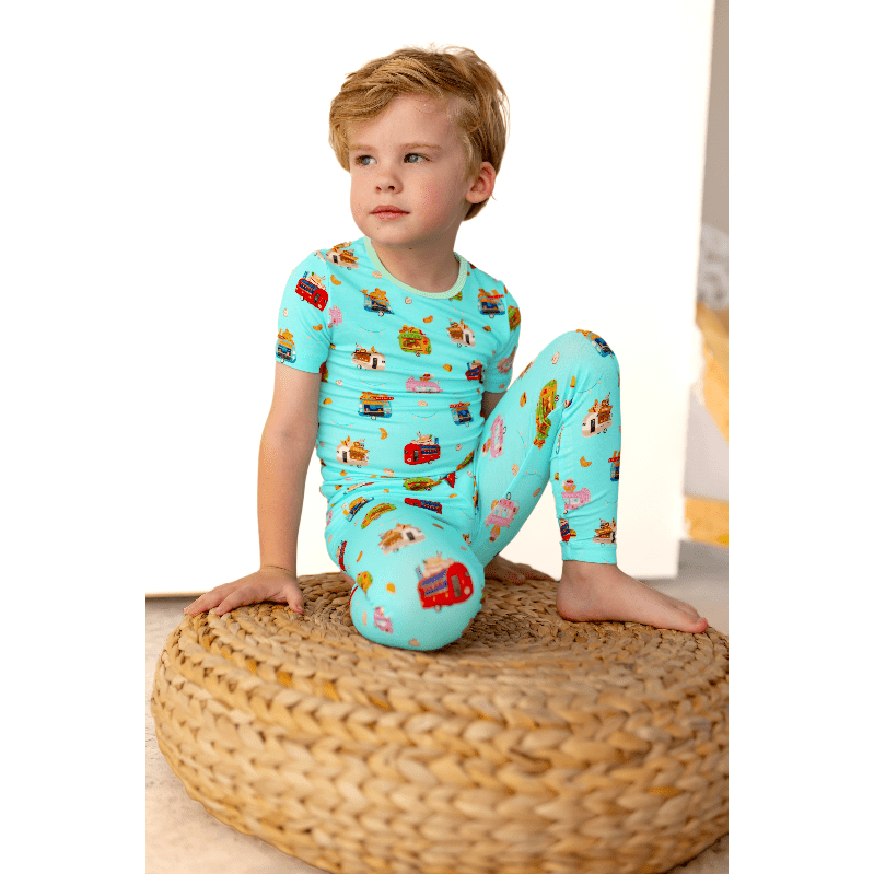 Airstream Food Trucks Short Sleeve Pajama Set (2T-12Y) - Free Birdees