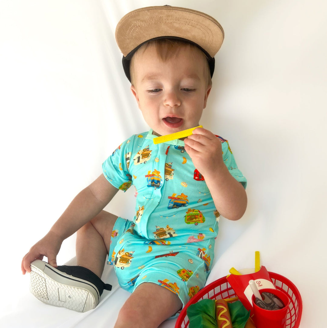 Airstream Food Trucks Short Two - Way Zippy Romper (0 - 3T) - Free Birdees