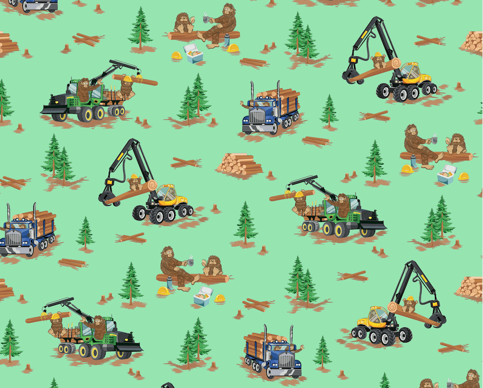 Bigfoot Logging Adventure Twin Fitted Sheet - Free Birdees