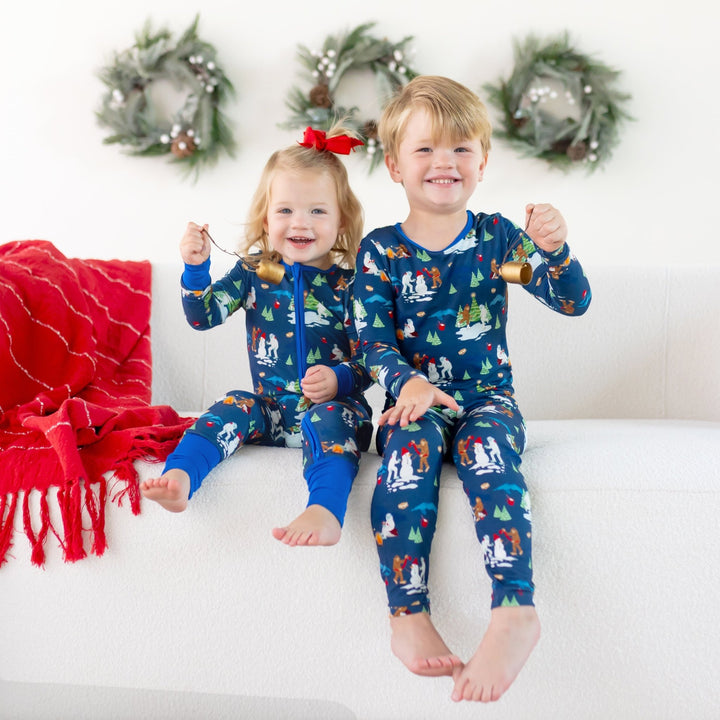 Bigfoot & Yeti Winter Wonderland Long Sleeve Pajama Set (2T - 12Y) - Free Birdees