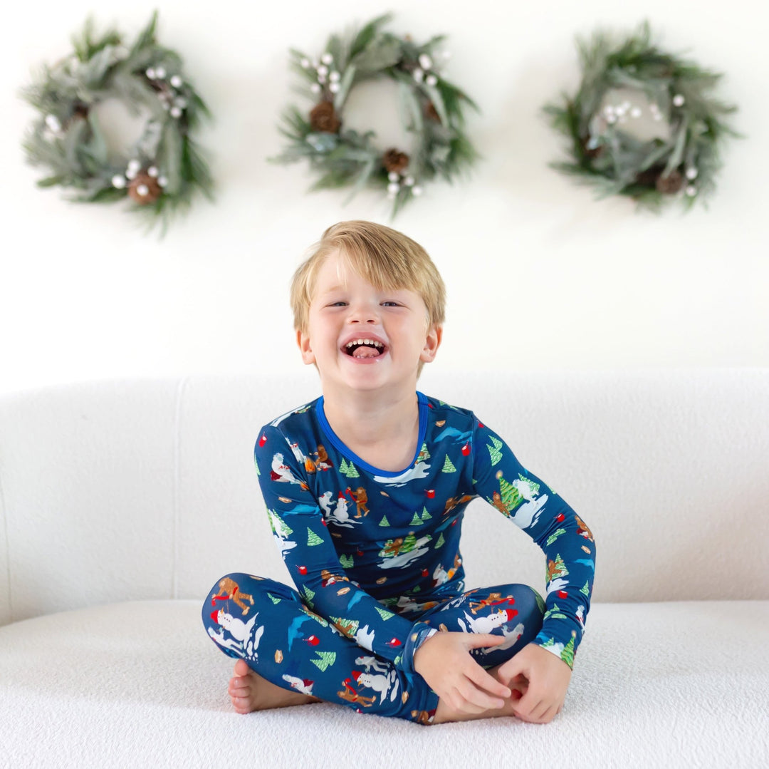 Bigfoot & Yeti Winter Wonderland Long Sleeve Pajama Set (2T - 12Y) - Free Birdees