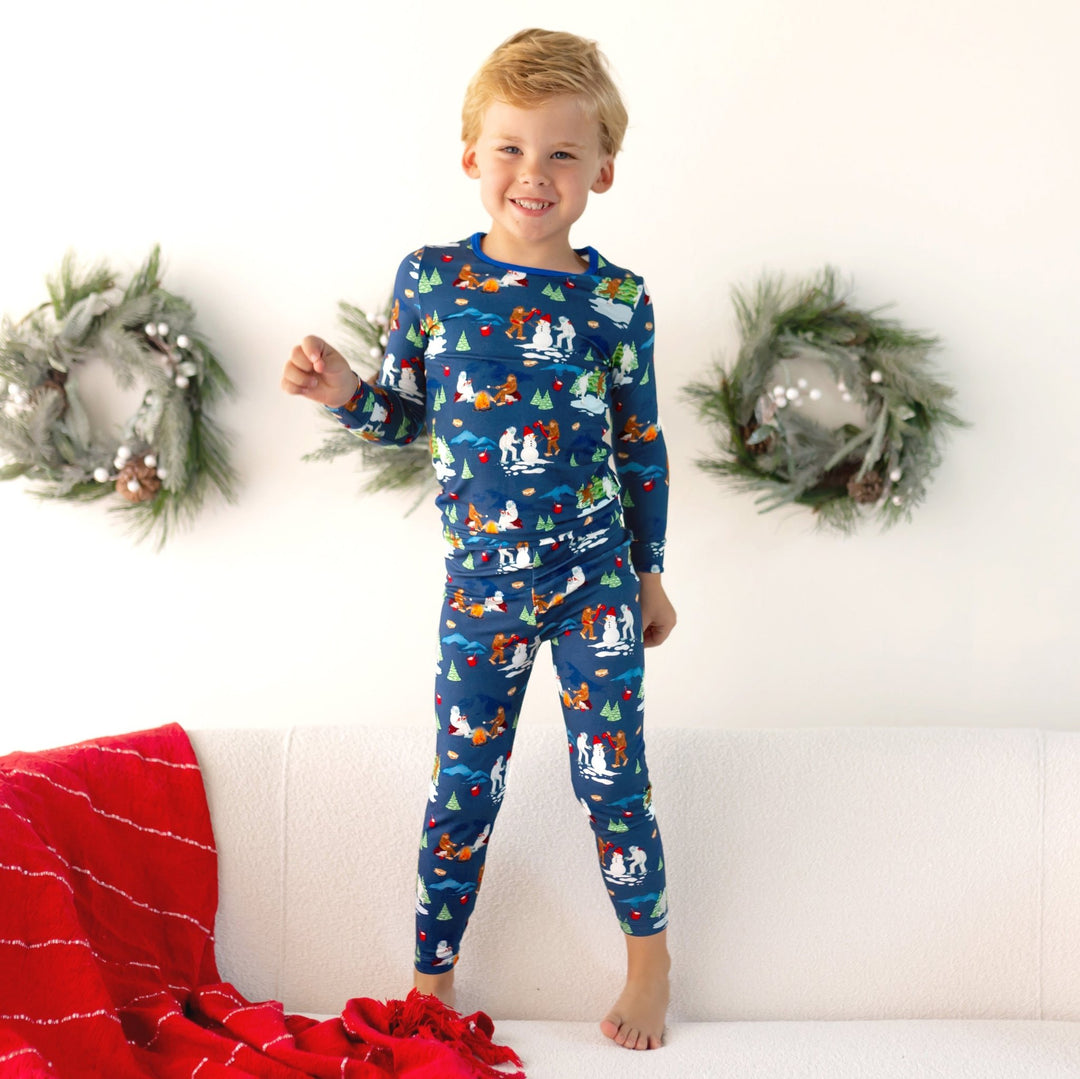 Bigfoot & Yeti Winter Wonderland Long Sleeve Pajama Set (2T - 12Y) - Free Birdees