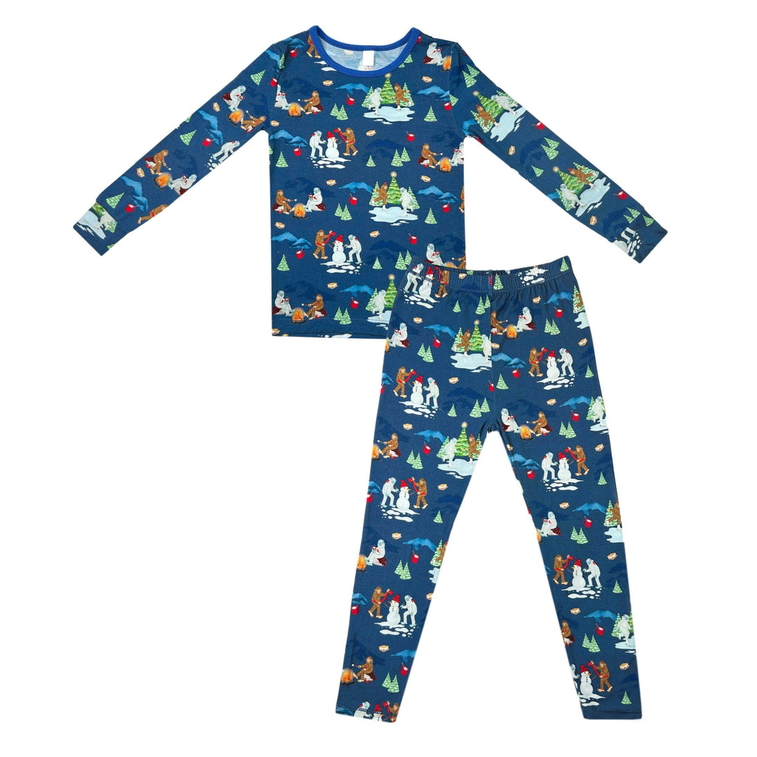 Bigfoot & Yeti Winter Wonderland Long Sleeve Pajama Set (2T - 12Y) - Free Birdees