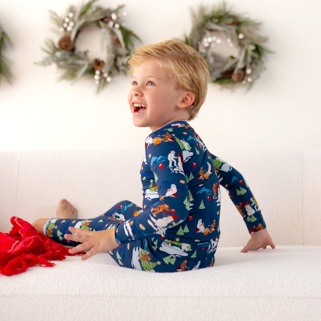 Bigfoot & Yeti Winter Wonderland Long Sleeve Pajama Set (2T - 12Y) - Free Birdees