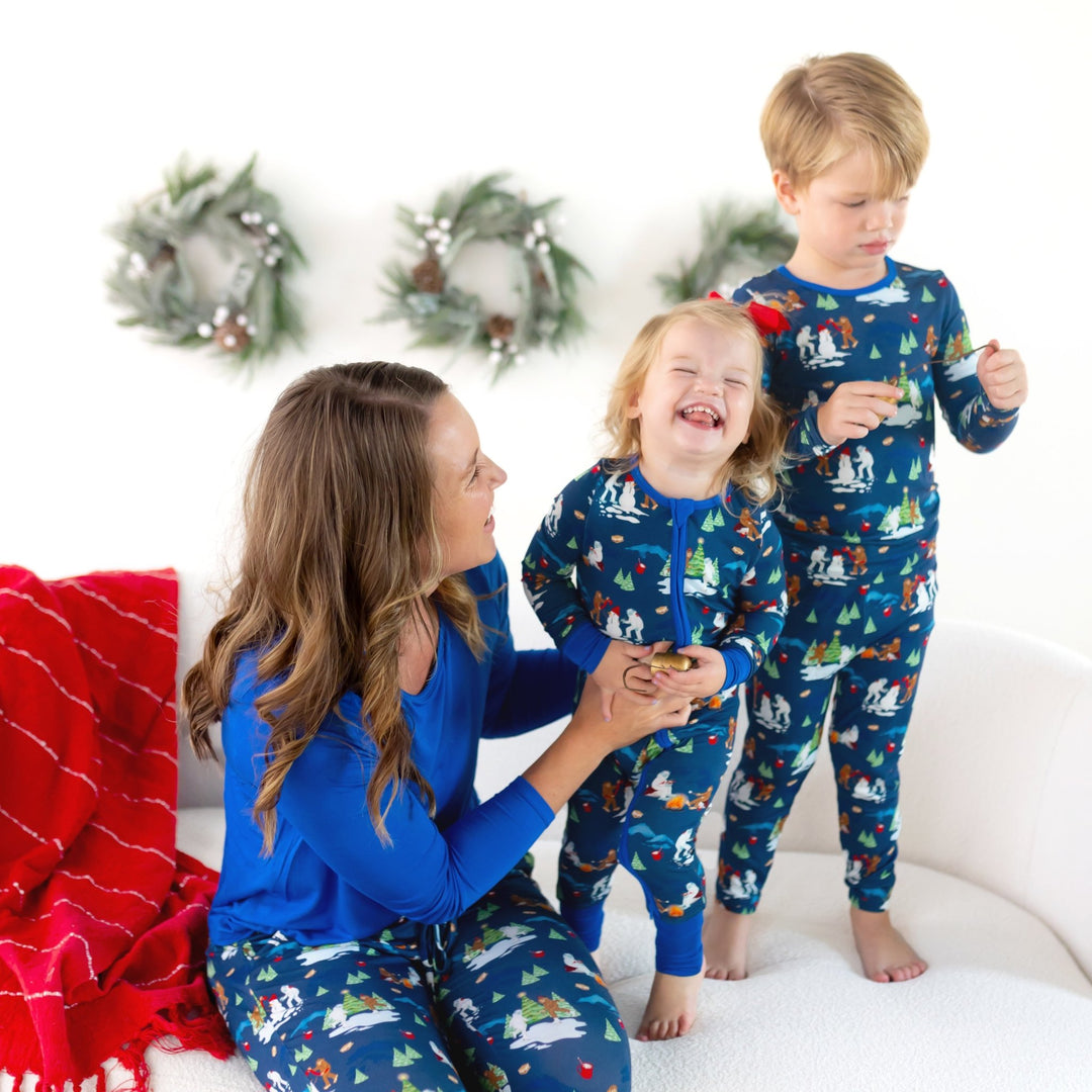 Bigfoot & Yeti Winter Wonderland Long Sleeve Pajama Set (2T - 12Y) - Free Birdees