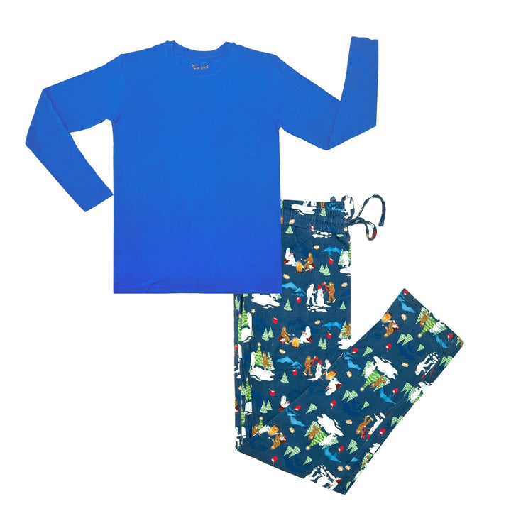 Bigfoot & Yeti Winter Wonderland Men's Long Sleeve Pajama Set - Free Birdees