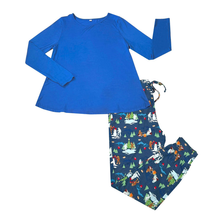 Bigfoot & Yeti Winter Wonderland Women's Long Sleeve Pajama Set - Free Birdees