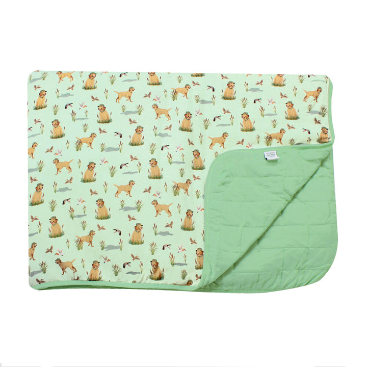 Duck Duck Dog Quilted Throw Blanket - Free Birdees