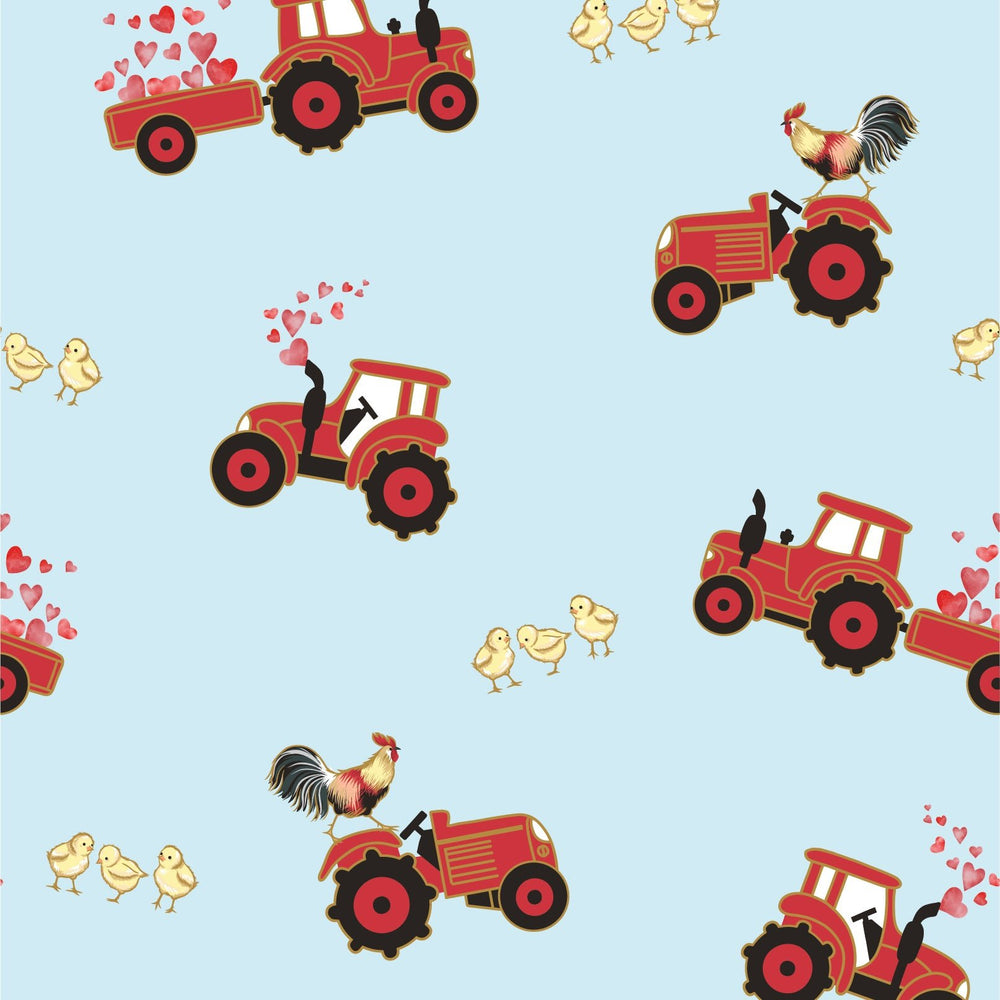 Farm Friends with Red Tractors Short Sleeve Pajama Set (6M - 12Y) - Free Birdees