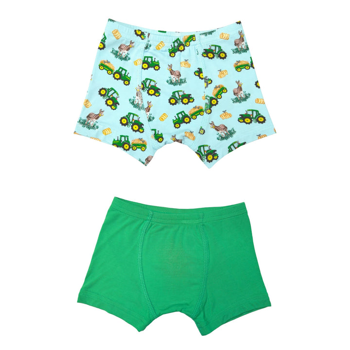 Free Birdees Green Tractors Boys Boxer Set of 2 - Free Birdees