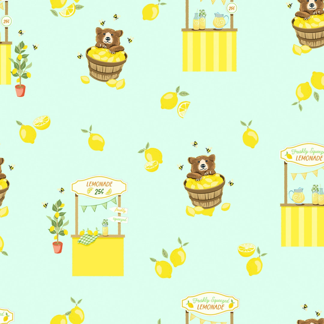 Lemonade Stands & Honey Bears Twin Fitted Sheet - Free Birdees