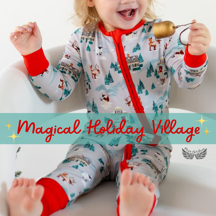 Magical Holiday Village Convertible Footie (NB - 3T) - Free Birdees