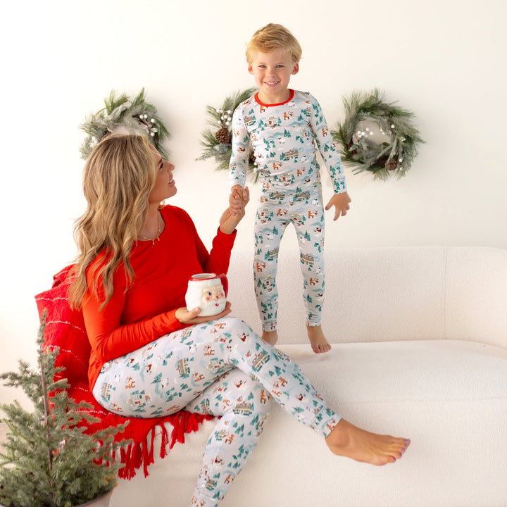 Magical Holiday Village Long Sleeve Pajama Set (2T - 12Y) - Free Birdees