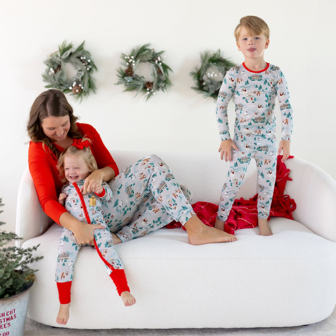 Magical Holiday Village Long Sleeve Pajama Set (2T - 12Y) - Free Birdees