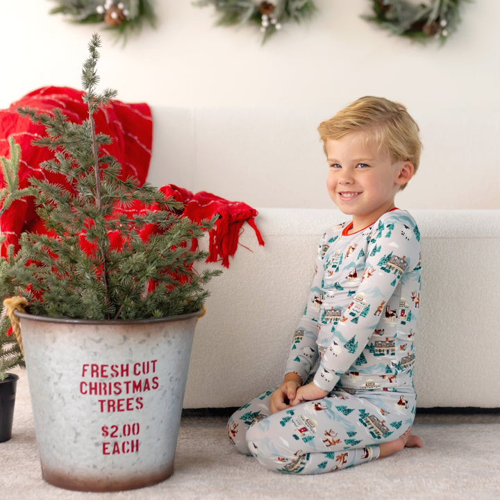 Magical Holiday Village Long Sleeve Pajama Set (2T - 12Y) - Free Birdees