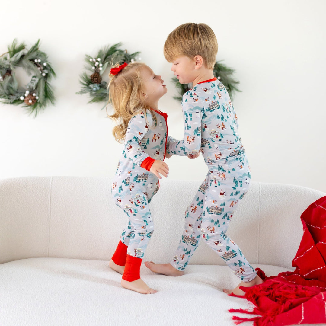 Magical Holiday Village Long Sleeve Pajama Set (2T - 12Y) - Free Birdees