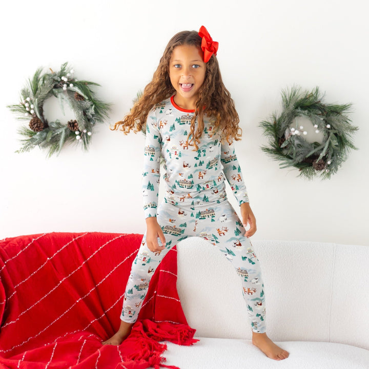 Magical Holiday Village Long Sleeve Pajama Set (2T - 12Y) - Free Birdees