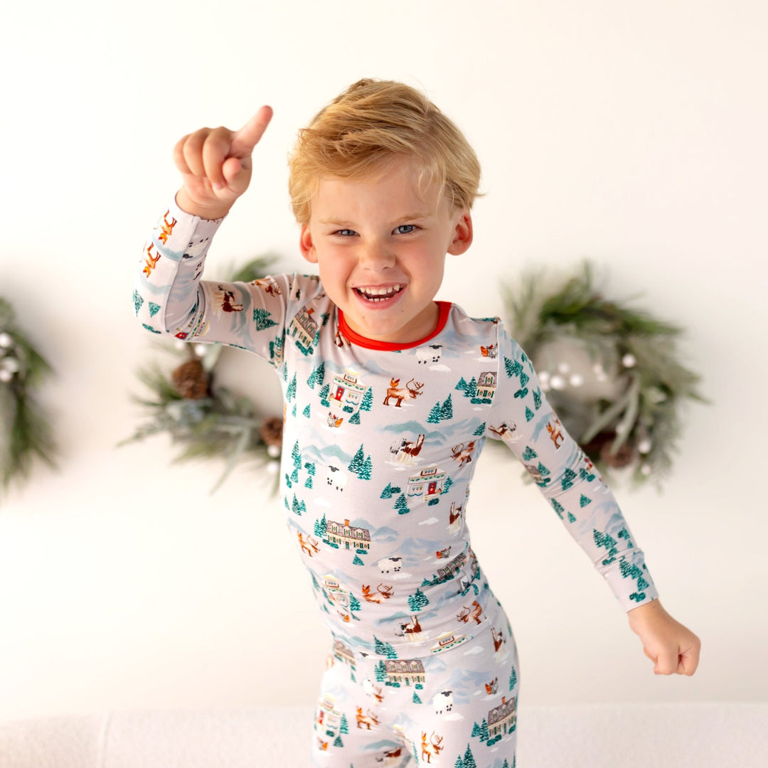 Magical Holiday Village Long Sleeve Pajama Set (2T - 12Y) - Free Birdees