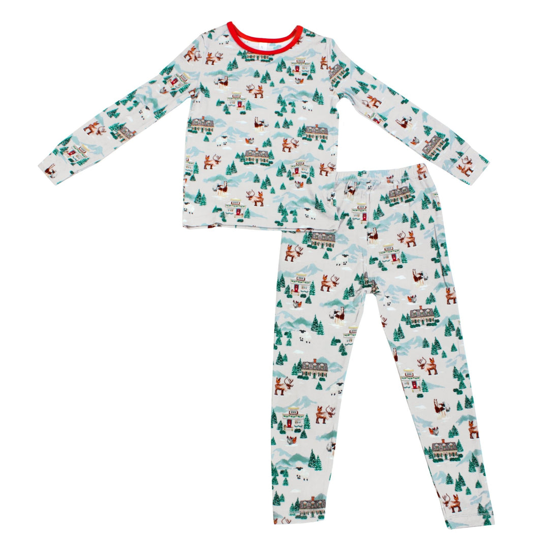 Magical Holiday Village Long Sleeve Pajama Set (2T - 12Y) - Free Birdees