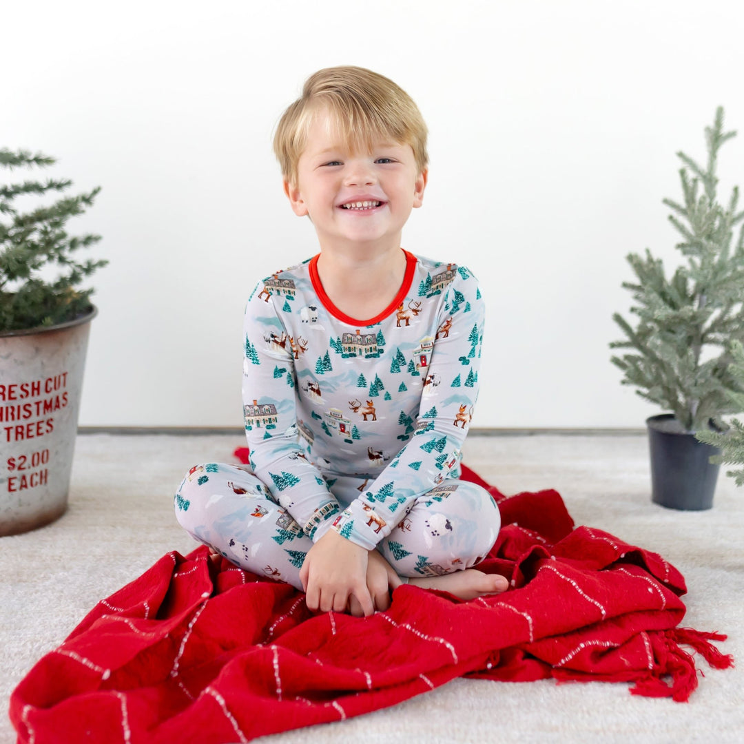 Magical Holiday Village Long Sleeve Pajama Set (2T - 12Y) - Free Birdees