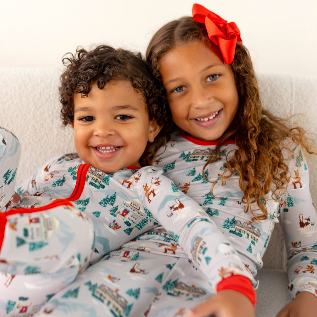 Magical Holiday Village Long Sleeve Pajama Set (2T - 12Y) - Free Birdees