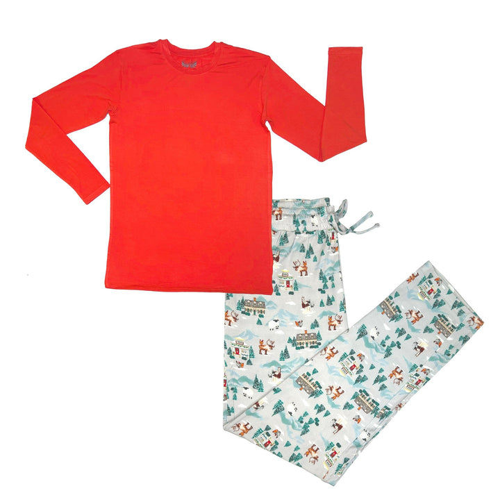 Magical Holiday Village Men's Long Sleeve Pajama Set - Free Birdees