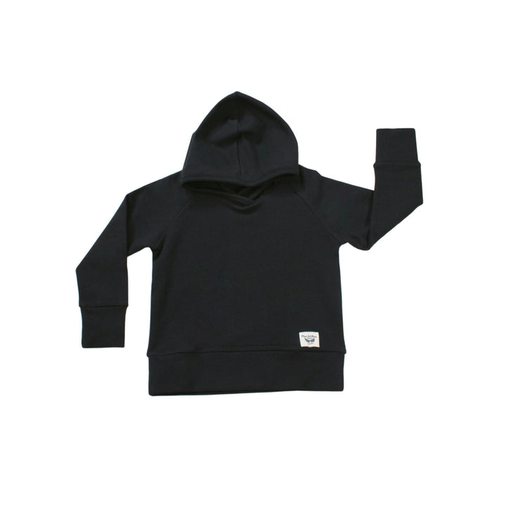 Midnight Black French Terry Hoodie Sweatshirt (2T - 8Y) - Free Birdees