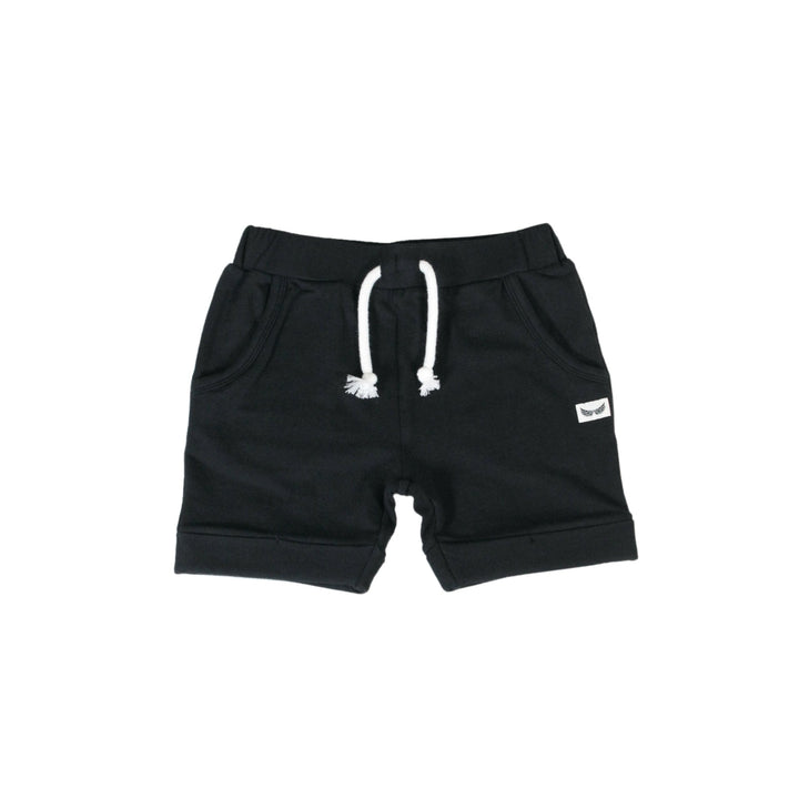 Midnight Black French Terry Kids Harem Shorts with Pockets (18M - 8Y) - Free Birdees