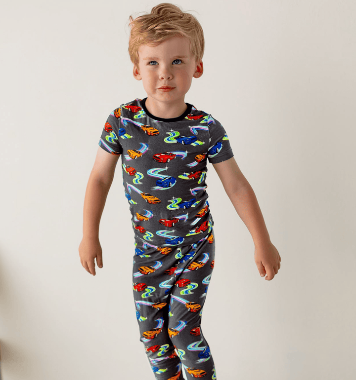 Neon Street Racers Short Sleeve Pajama Set (18M - 12Y) - Free Birdees