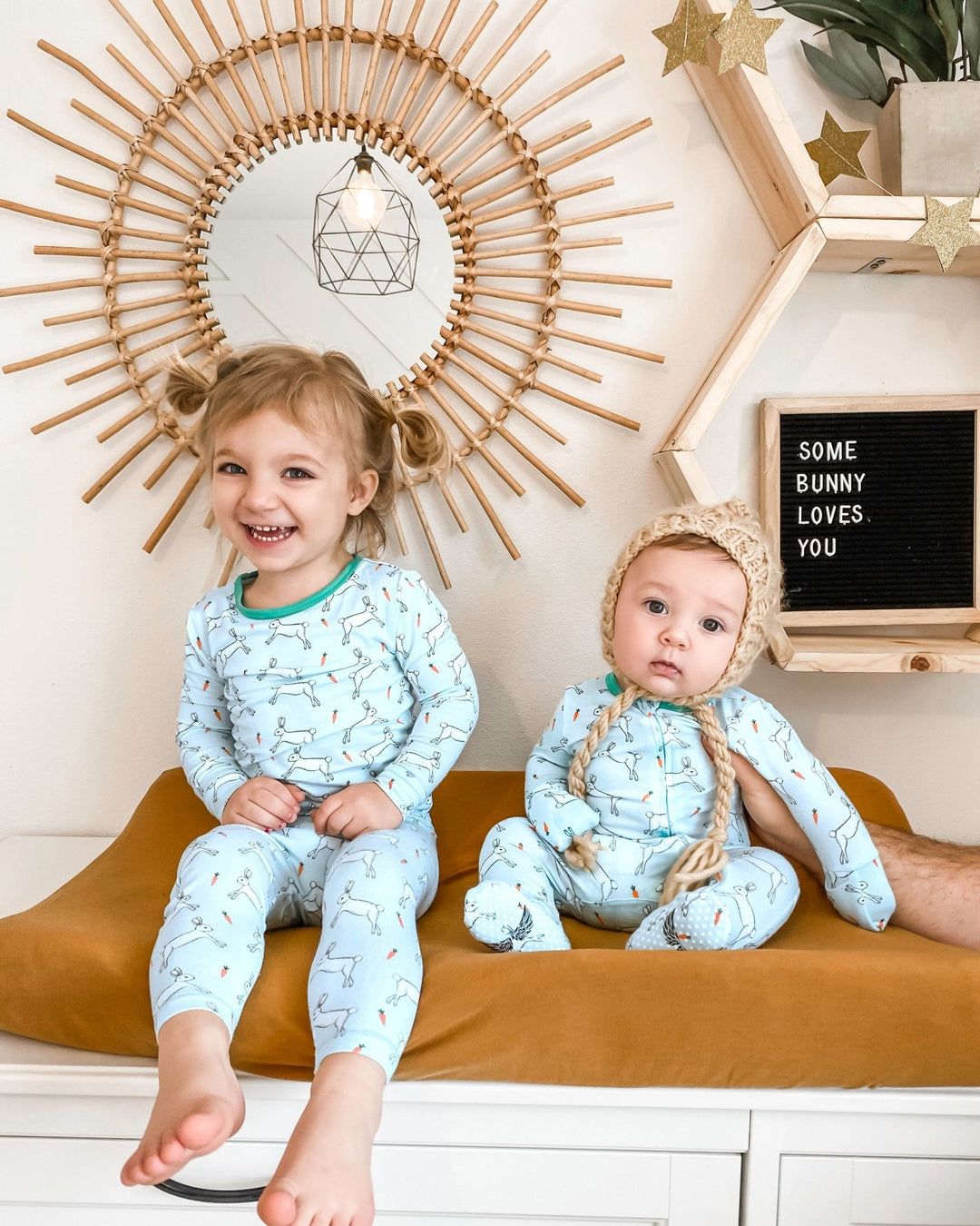 Powder Blue Bunnies Long Sleeve Pajama Set (6M - 10Y) - Free Birdees