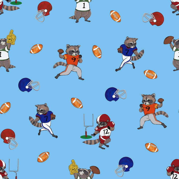 Rookie Raccoon Football Quilted Throw Blanket - Free Birdees