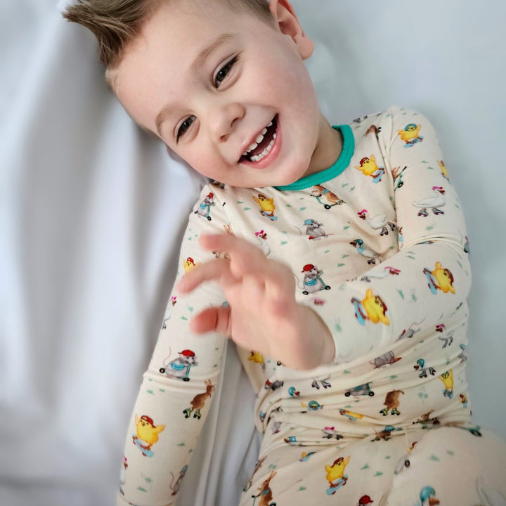 Skate 'n Scoot Animals Long Sleeve Pajama Set (2T - 12Y) - Free Birdees