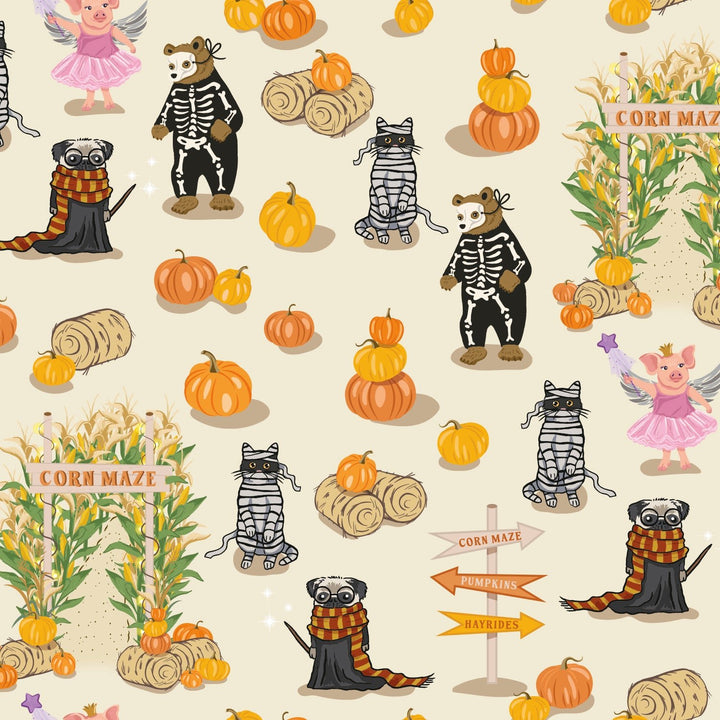 Trick - or - treating at the Pumpkin Patch Long Sleeve Pajama Set (2T - 12Y) - Free Birdees